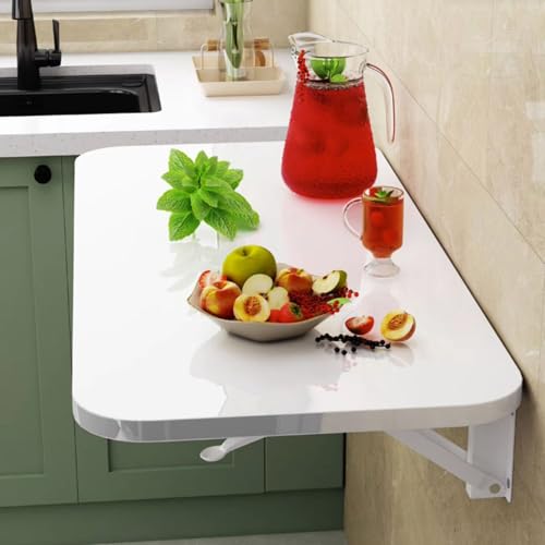 Klapptisch zur Wandmontage, faltbares Wandregal, zusammenklappbarer Schreibtisch für Wohnzimmer, Küche, Büro (Weiß, 100 x 30 cm), platzsparendes Design, einfach zu installieren von Generisch