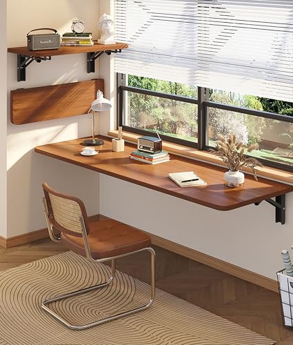 Klapptisch zur Wandmontage, platzsparend, für Arbeitszimmer, Küche, Schlafzimmer, Badezimmer, Balkon, unterstützt 60 kg von Generisch