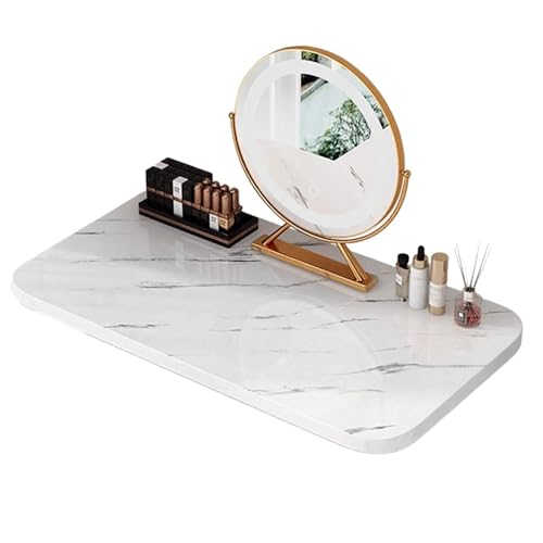 Klapptisch zur Wandmontage, platzsparend, mit klappbarer Regalhalterung, Holz-Wandtisch für Esszimmer und Küche, ideal für kleine Räume (weiß, 70 x 50 cm) von Generisch