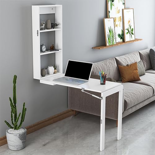 Klapptisch zur Wandmontage, platzsparender Klapptisch mit Ablageflächen, perfekt für kleine Räume im Schlafzimmer oder Arbeitszimmer von Generisch