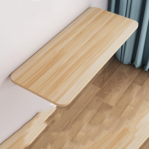 Klapptisch zur Wandmontage, platzsparender Schreibtisch aus Holz für Heimbüro, Küche und Bad, tragbare, schwebende Laptop-Werkbank (Natur, 80 x 50 cm) von Generisch