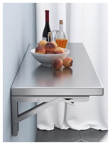 Klapptisch zur Wandmontage aus Edelstahl 304 – platzsparender Küchen-Esstisch ohne Bohren mit Ablagefläche, Faltbarer Wand-Organizer(80x40cm/31.5x15.7in) von Generisch