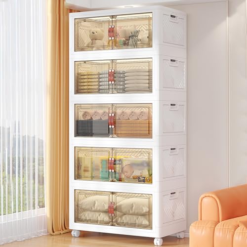 Klappvitrine mit Doppeltür, hohe Tragfähigkeit, ideal für Wohnzimmer und Arbeitszimmer, 59,9 x 37,8 x 168,4 cm, Weiß von Generisch