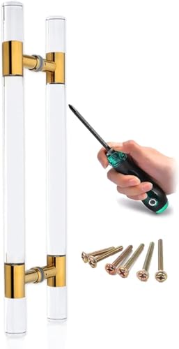 Klar Acryl Scheunentürgriff-Set - Leichtgängige Zugbedienung für Glastüren im Innen- und Außenbereich, Fronteingang Klar Acryl Scheunentürgriff-Set - Leichtgängige Zugbedienung für Glastüren im Innen- und Außenbereich, Fronteingang von Generisch