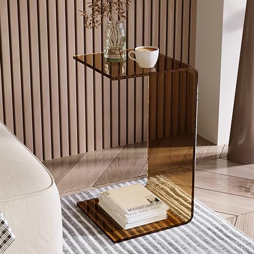 Klarer Acryl-Tisch in C-Form – platzsparendes Mehrzweck-Design für Zuhause und Büro, perfekt als Sofa-Seite oder Laptop-Ständer von Generisch