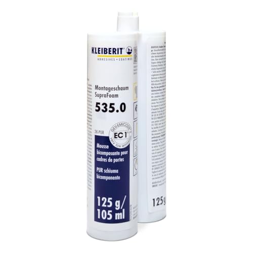 KLEIBERIT 535.0 SupraFoam – 2K-PUR Montageschaum, 125 g, Doppelzylinderkartusche, feuchtigkeitsunabhängig aushärtend, schall- und wärmedämmend, für Türzargen- und Fensterbefestigung KLEIBERIT 535.0 SupraFoam – 2K-PUR Montageschaum, 125 g, Doppelzylinderkartusche, feuchtigkeitsunabhängig aushärtend, schall- und wärmedämmend, für Türzargen- und Fensterbefestigung von Generisch