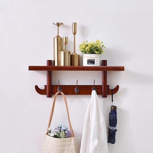 Kleiderhaken aus Holz mit Ablage – Wandgarderobe für Eingangsbereich, Küche oder Badezimmer – platzsparendes Design für Mäntel, Hüte und Accessoires von Generisch
