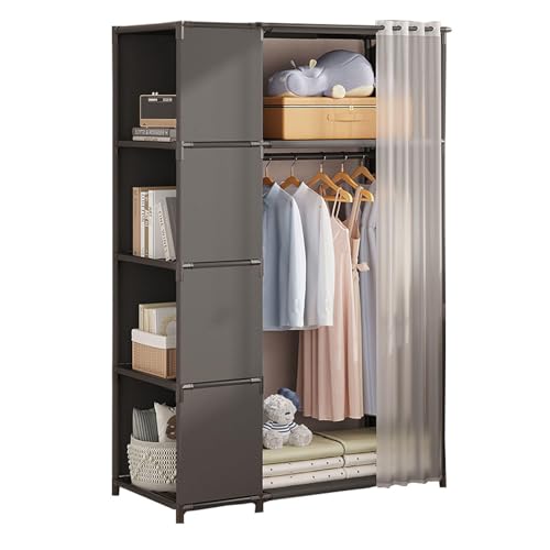 Kleiderschrank-Organizer aus Segeltuch mit Kleiderstange, Regale für Schlafzimmer – tragbarer Stoffschrank Aufbewahrung Kleiderschrank Kleiderschrank-Organizer aus Segeltuch mit Kleiderstange, Regale für Schlafzimmer – tragbarer Stoffschrank Aufbewahrung Kleiderschrank von Generisch