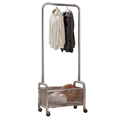 Kleiderstange auf Rädern, Garderobenständer aus Metall, stabiles mobiles Kleideraufbewahrungsregal für Zuhause und Geschäft, bis 80 kg belastbar, Industrie-Design, Maße Kleiderstange auf Rädern, Garderobenständer aus Metall, stabiles mobiles Kleideraufbewahrungsregal für Zuhause und Geschäft, bis 80 kg belastbar, Industrie-Design, Maße von Generisch