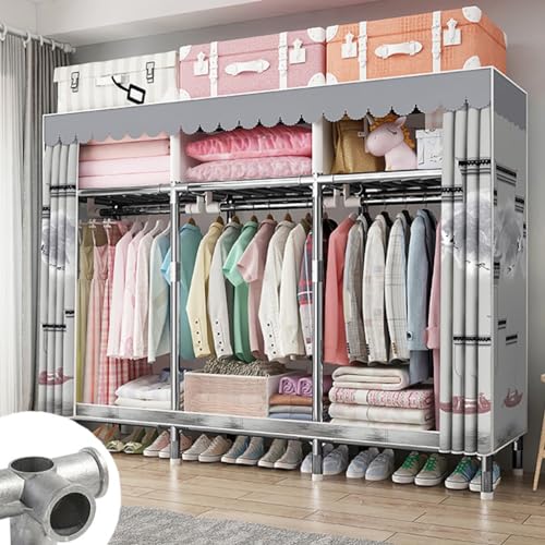 Kleiderstangen, mit Vlies-Abdeckung, tragbarer Kleiderschrank, für das Schlafzimmer, Hängeschrank-Organizer, für Zuhause, Stoff-Kleiderschrank, Aufbewahrungslösung von Generisch