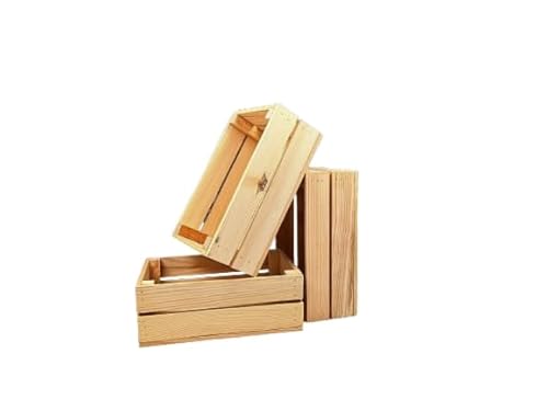 Holzkisten 3er Set 30x20x11 cm | Aufbewahrungskisten aus Holz | Holzbox Geschenkkiste | Obstkiste Deko Apfelkiste | Perfekt als Geschenkbox | Spielzeugkiste Aufbewahrungskiste Multifunktionsbox von Generisch