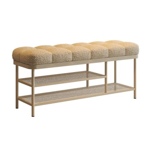 Kleine Ottoman-Fußbank, rechteckiger Schuhwechselhocker mit weichem Kissen, Schlafzimmer-Aufbewahrung, Fußhocker, Hauseingang, Schuhaufbewahrung, Organizer, 60 x 32 x 45 cm von Generisch