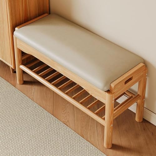 Kleine Schuhbank mit Kissen und Griff, 2-stöckig, Eingangshocker für Schuhe, 40 cm Höhe, langer Stauraum, Ottomane für Schlafzimmer, Wohnzimmer, Flur (80 x 30 x 40 cm) von Generisch