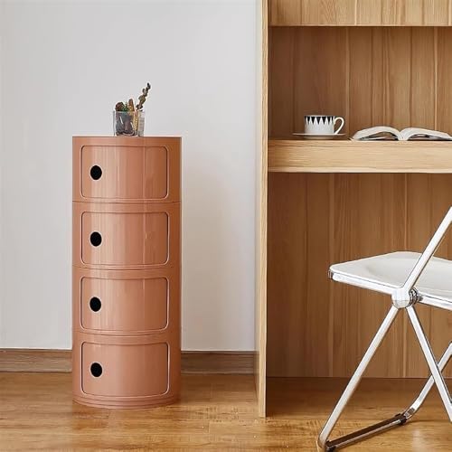 Kleiner Badezimmerschrank und runder Nachttisch aus Kunststoff mit ausziehbaren Schubladen, einzigartiger Beistelltisch für Wohnzimmer, Schlafzimmer und Badezimmer, 33 cm, Rosa von Generisch