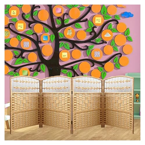 Kleiner Raumteiler-Sichtschutz, Freistehende Trennwand, Kurzgewebter Verdunkelungs-Sichtschutz for Das Klassenzimmerbüro(Yellow,19.68 x 11.81in-4 Panels) von Generisch