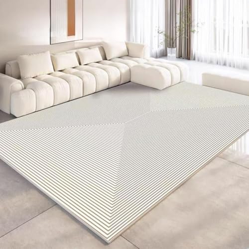 Kleiner Teppich, Wohnzimmer, Schlafzimmer, 80 x 120 cm, weicher, rutschfester Kurzflor-Teppich, Esszimmer, Loft, Nachttisch, Eingang, modern, geometrisch, Beige von Generisch