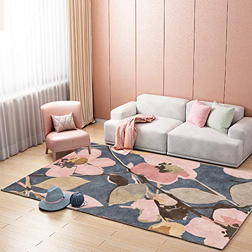 Kleiner Teppich für Wohnzimmer, Schlafzimmer, 80 x 120 cm, weicher, rutschfester Kurzflor-Teppich, Esszimmer, Loft, Nachttisch, Eingang, Retro, ländlicher Stil, Blumenmuster, Blau, Rosa Kleiner Teppich für Wohnzimmer, Schlafzimmer, 80 x 120 cm, weicher, rutschfester Kurzflor-Teppich, Esszimmer, Loft, Nachttisch, Eingang, Retro, ländlicher Stil, Blumenmuster, Blau, Rosa von Generisch