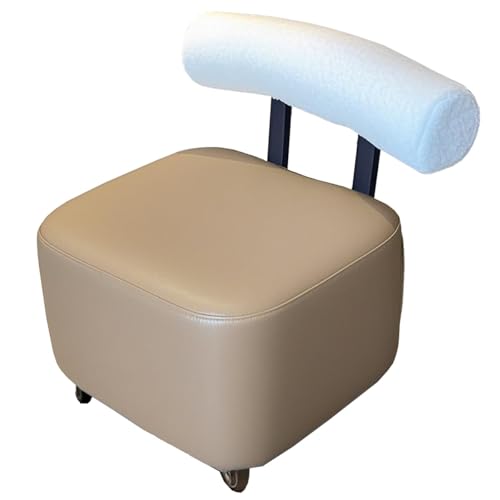 Kleiner quadratischer Ottomane Fußhocker Leder Fußstütze mit 360° Rollen, weich gepolsterter Schminkhocker mit Rückenlehne für Wohnzimmer und Schlafzimmer Kleiner quadratischer Ottomane Fußhocker Leder Fußstütze mit 360° Rollen, weich gepolsterter Schminkhocker mit Rückenlehne für Wohnzimmer und Schlafzimmer von Generisch