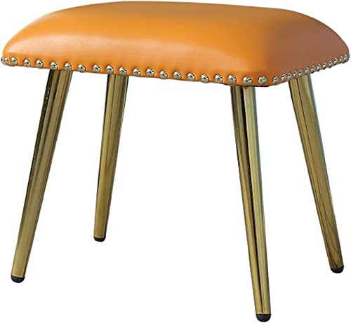 Kleiner rechteckiger Ottomane, PU-Leder, Fußhocker mit gepolstertem Sitz für Sofa und Stuhl, vielseitige Fußstütze unter dem Tisch, perfekt für Wohnzimmer und Schlafzimmer, 40 x 30 x 37 cm, Orange von Generisch
