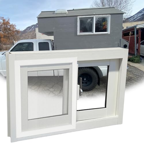 Kleines Aluminium Schiebefenster,Schuppenfenster & Hühnerstallfenster Mit Insektenschutz, Für Gartenhaus, Keller, Belüftung(69x35cm) von Generisch