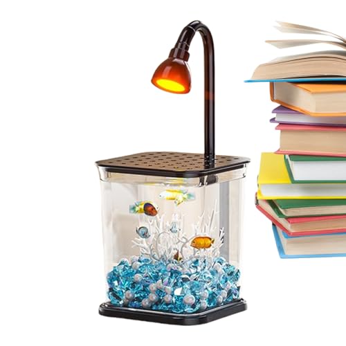 Kleines Fischaquarium,Mit Beleuchtung Und Filter Kampffisch Aquarium - Desktop Dekoration Wasserlandschaft Klare Schreibtisch Spinne Zuhause Für Outdoor Tisch Büro von Generisch