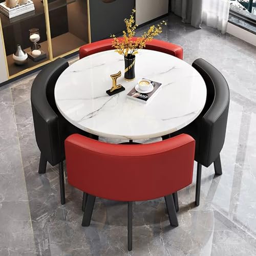Kleines Konferenztisch und Stühle Set Moderne Büromöbel für Empfangsraum oder Club Vielseitiges Tischset für Wohnzimmer Kaffee Küche oder Essbereich Ideal für Lounge oder Verhandlungen Mee von Generisch