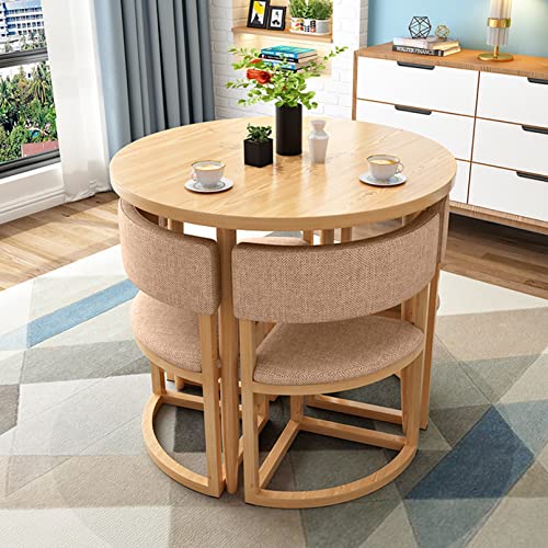Kleines rundes 80 cm Büro-Empfangstisch-Set mit Stühlen, ideal für Konferenz-Trainingsseminar und Tagungsräume in Wohnungen, Arbeitsbereichen, Balkonen, Schönheitssalons und Kaffeelounges von Generisch