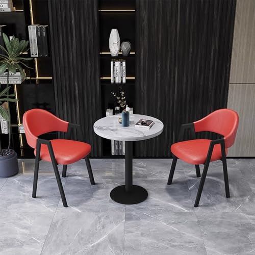 Kleines rundes Esstisch-Set für 2 Personen – moderner Küchenkonferenztisch mit 2 Stühlen, ideal für platzsparendes Essen, perfekt für Wohnung oder Bistro (Rot) von Generisch