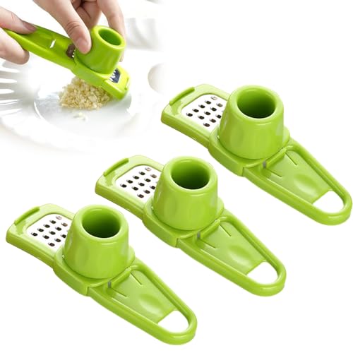 Knoblauchpresse, Multifunktional Garlic Press Set 3 Stück Knoblauch Zerkleinerer Knoblauchreibe, Knoblauchhackwerkzeug Leicht zu Reinigende Knoblauchpresse Küchenhelfer von Generisch