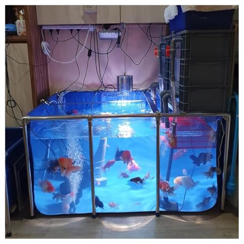 Koi-Teich-Aquarium-Tank – PVC-Leinwand mit Stahlrahmen, klarem Sichtfenster und Ablaufventil für einfache Montage von Generisch