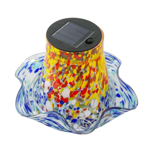 Kolibri-Futterstation,Solarglas Kolibri-Futterspender Mit Solarleuchte | wasserdichte Buntglas-Vogelbad Deko Als Gartenschmuck Für Terrasse Und Rasen Kolibri-Futterstation,Solarglas Kolibri-Futterspender Mit Solarleuchte | wasserdichte Buntglas-Vogelbad Deko Als Gartenschmuck Für Terrasse Und Rasen von Generisch