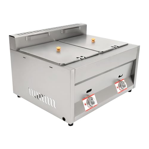 Kommerzielle Doppeltank-Gas-Fritteuse, Edelstahl-Arbeitsplatten-Küchenbratmaschine für hocheffizientes Kochen in Kantinen von Generisch