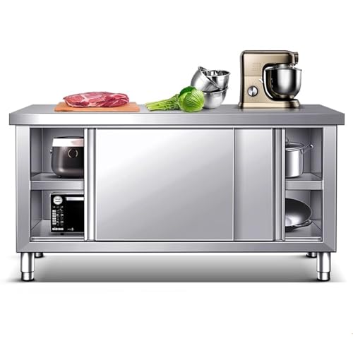 Kommerzielle Edelstahl-Werkbank mit Aufbewahrungsschrank, multifunktionaler Vorbereitungstisch für Zuhause und Küche, stabiles Metallgehäuse, großer Platz, 80 x 60 x 80 cm Kommerzielle Edelstahl-Werkbank mit Aufbewahrungsschrank, multifunktionaler Vorbereitungstisch für Zuhause und Küche, stabiles Metallgehäuse, großer Platz, 80 x 60 x 80 cm von Generisch