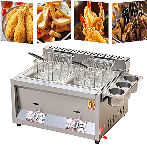 Kommerzielle Fritteuse aus Edelstahl, gasbetrieben mit Temperaturkontrolle, einstellbare Hitze für Chips, Donuts, Fisch, leicht zu reinigen Kommerzielle Fritteuse aus Edelstahl, gasbetrieben mit Temperaturkontrolle, einstellbare Hitze für Chips, Donuts, Fisch, leicht zu reinigen von Generisch