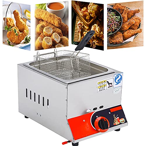 Kommerzielle Gas-Fritteuse, Edelstahl-Arbeitsflächen-LPG-Fritteuse, 11 l große Kapazität, Dual-Fritteuse mit einstellbarer Feuerkraft und leicht zu reinigen von Generisch
