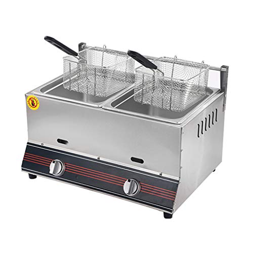 Kommerzielle LPG-Fritteuse aus Edelstahl mit 2 Körben und Deckel, ideal zum Kochen von Chips, Donuts, Fisch, leicht zu reinigen Kommerzielle LPG-Fritteuse aus Edelstahl mit 2 Körben und Deckel, ideal zum Kochen von Chips, Donuts, Fisch, leicht zu reinigen von Generisch
