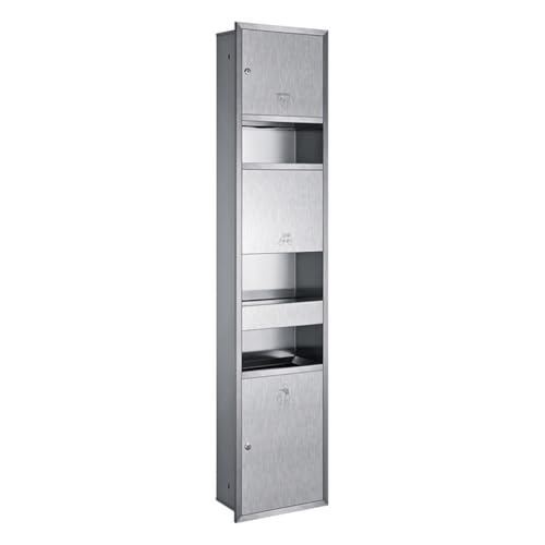 Kommerzieller Edelstahl-Handtuchspender und versenkter Mülleimer, Kombi, abschließbar, Badezimmer-Regal, platzsparender Abfallbehälter (35,1 x 18,3 x 167,9 cm) von Generisch