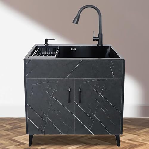Kommerzieller Edelstahl-Waschbeckenschrank mit ausziehbarem Wasserhahn, ideal für den Innen- und Außenbereich von Generisch