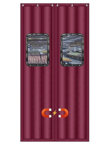Kommerzieller magnetischer Türvorhang – wärmeisolierter Wintervorhang for Ladeneingänge, Heimgebrauch, Zugluftstopper, winddicht und schalldicht​(Red,80x240cm/31.5x94.5in) von Generisch
