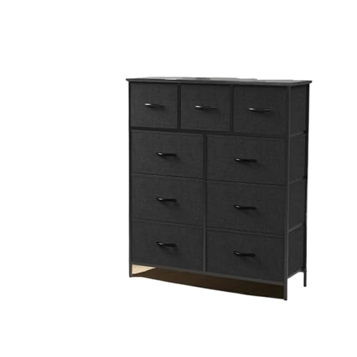 Kommode Schlafzimmer 9 Stoffschubladen Kleiderschrank hohe Kommode Organizer Schrank für Erwachsene Kinder Kleidung Schrank Möbel (schwarz) von Generisch