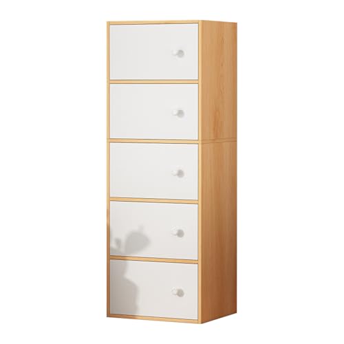 Kommode aus Holz mit 5 Schubladen, stabiler Aufbewahrungsschrank für Schlafzimmer oder Wohnzimmer, einfache Montage, Massivholz-Organizer von Generisch