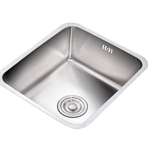 Kompakte Edelstahl-Küchenspüle, 40 x 38 cm, für Balkon, Waschküche, Restaurant und Pool, langlebiges, elegantes silberfarbenes Finish, rechteckiges Design für moderne Räume von Generisch