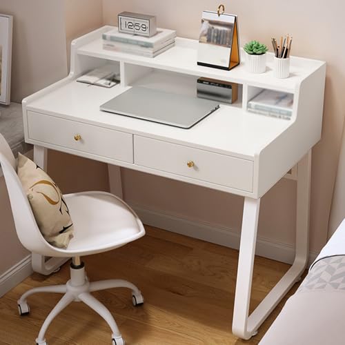 Kompakter Computertisch mit 2 Schubladen & Aufbewahrungsregalen, Büroschreibtisch für Zuhause & kleine Räume, Gaming Workstation von Generisch