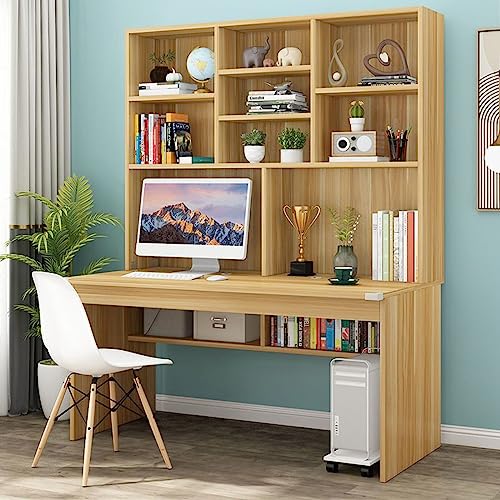 Kompakter Computertisch mit Bücherregal für kleine Räume, 119,4 cm, Holz-Schreibtisch/Arbeitsplatz für Jugendliche und Studenten, Heimbüro-Schreibtisch mit stilvollem braunem Finish von Generisch