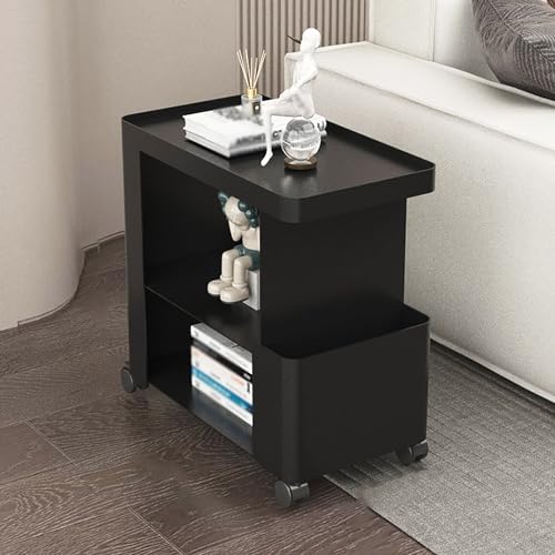 Kompakter Metall-Beistelltisch – Kratzfester Servierwagen für Nachttisch, Wohnzimmer, Terrasse, Büro – Vielseitiger Indoor/Outdoor Utility – Stilvolles schwarzes Finish von Generisch