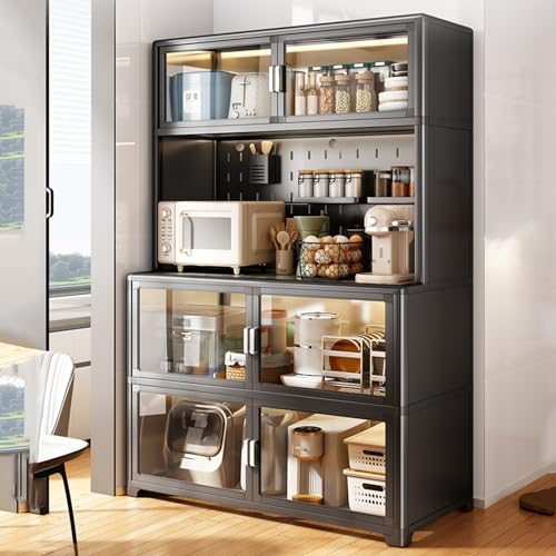 Kompakter Mikrowellenständer mit Rädern, Metall-Bäckerregal und Buffet-Sideboard, freistehend, Küchenregal für effiziente Esszimmer-Nization von Generisch