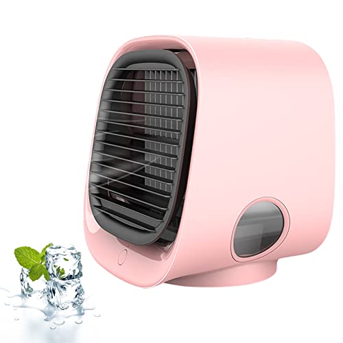 Kompakter Nebelkühler Mit Wassertank Manuelle Raumkühlung Tragbare Verdunstungskühlung Für Schreibtisch Büro Reise Natürliche Luftbefeuchtung Leiser Betrieb (Rosa) von Generisch
