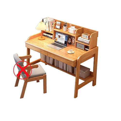 Kompakter Schreibtisch aus Massivholz mit Schublade und Regal, moderner Computer-Arbeitsplatz für Zuhause, Arbeitszimmer, Schlafzimmer, effiziente Raumausnutzung von Generisch