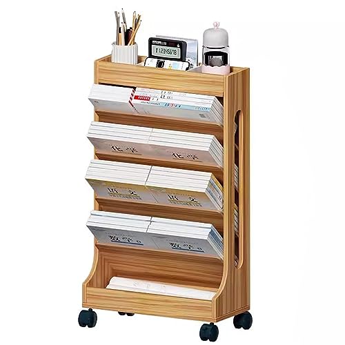 Kompakter Schreibtischständer und Zeitschriftenständer – schmaler Bücherregal, beweglicher Aufbewahrungswagen für Klassenzimmer oder Zuhause, stilvolles Walnussholz-Finish, ideal für Bücher und Kompakter Schreibtischständer und Zeitschriftenständer – schmaler Bücherregal, beweglicher Aufbewahrungswagen für Klassenzimmer oder Zuhause, stilvolles Walnussholz-Finish, ideal für Bücher und von Generisch