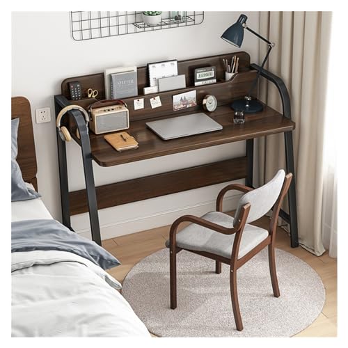 Kompakter brauner Bürotisch für Schlafzimmer oder Arbeitszimmer – Studenten-Schreibtisch mit Ablagefach, stabile Stahlkonstruktion, idealer Laptop-Schreibtisch, 70 x 55 x 91 cm von Generisch